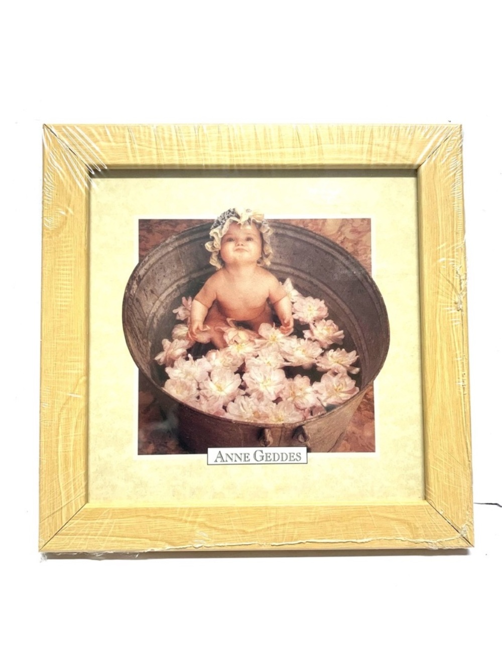 Vintage 2002 Anne Geddes Washtub Baby Framed Wall Art Factory Sealed